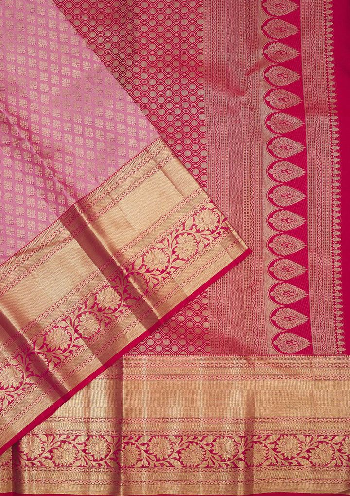 Baby Pink Zariwork Pure Silk Saree