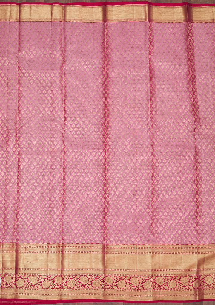 Baby Pink Zariwork Pure Silk Saree