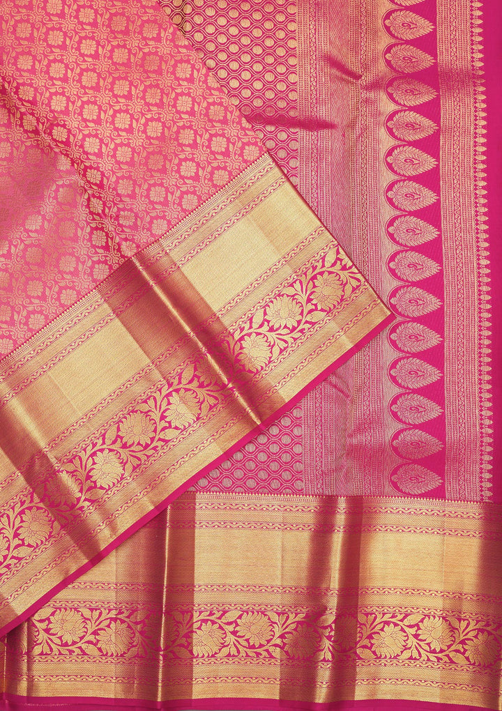 Baby Pink Zariwork Pure Silk Saree