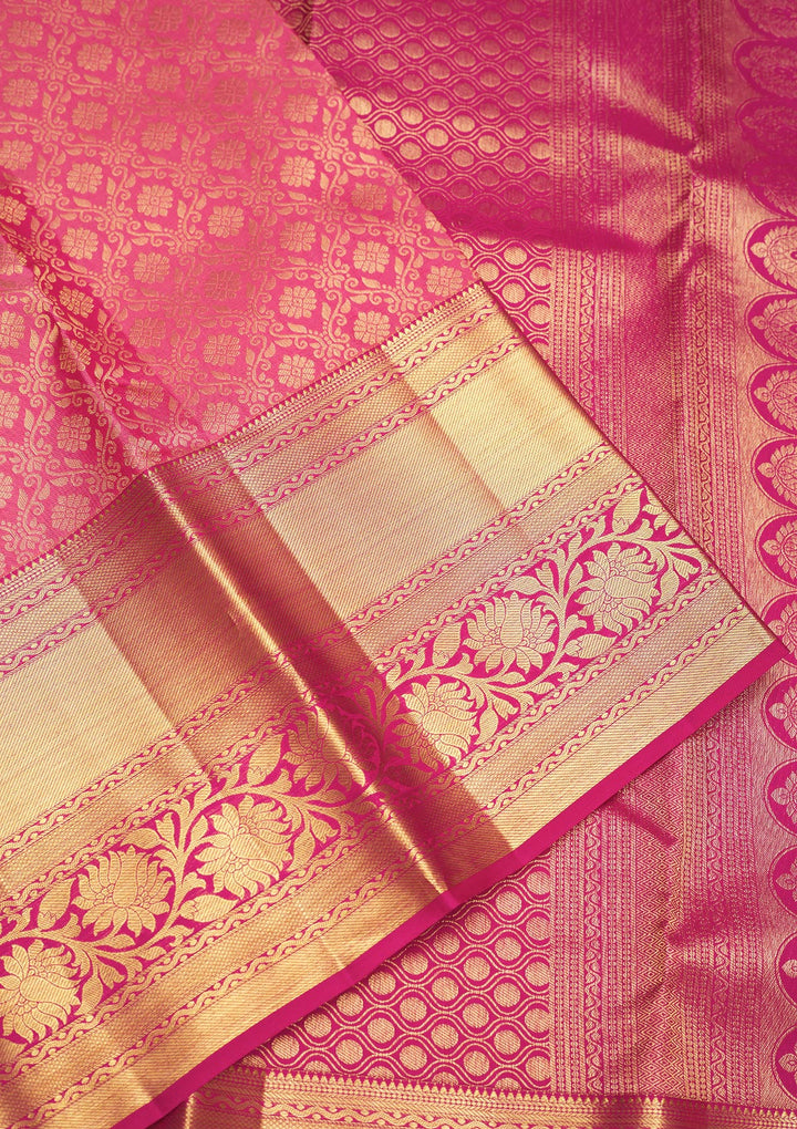 Baby Pink Zariwork Pure Silk Saree