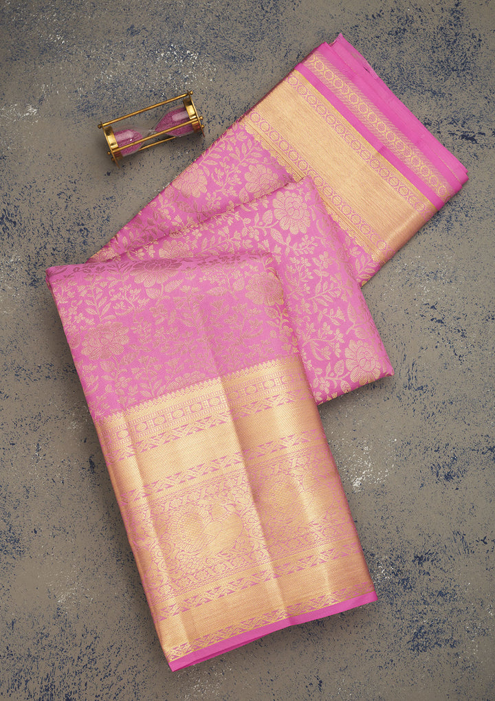 Baby Pink Zariwork Pure Silk Saree
