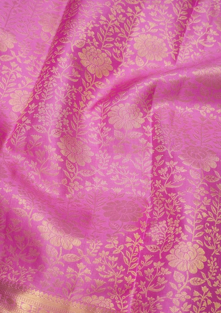 Baby Pink Zariwork Pure Silk Saree