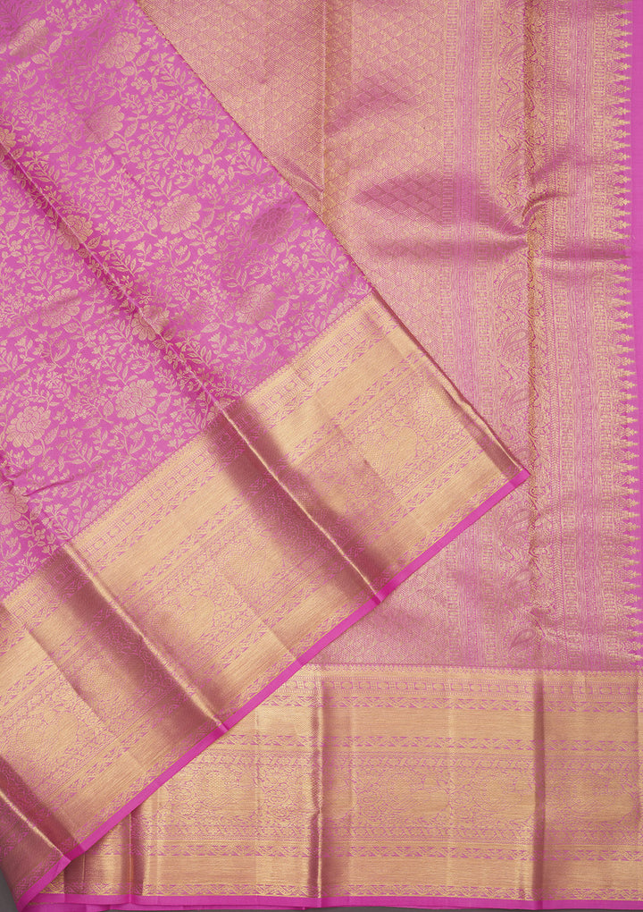 Baby Pink Zariwork Pure Silk Saree