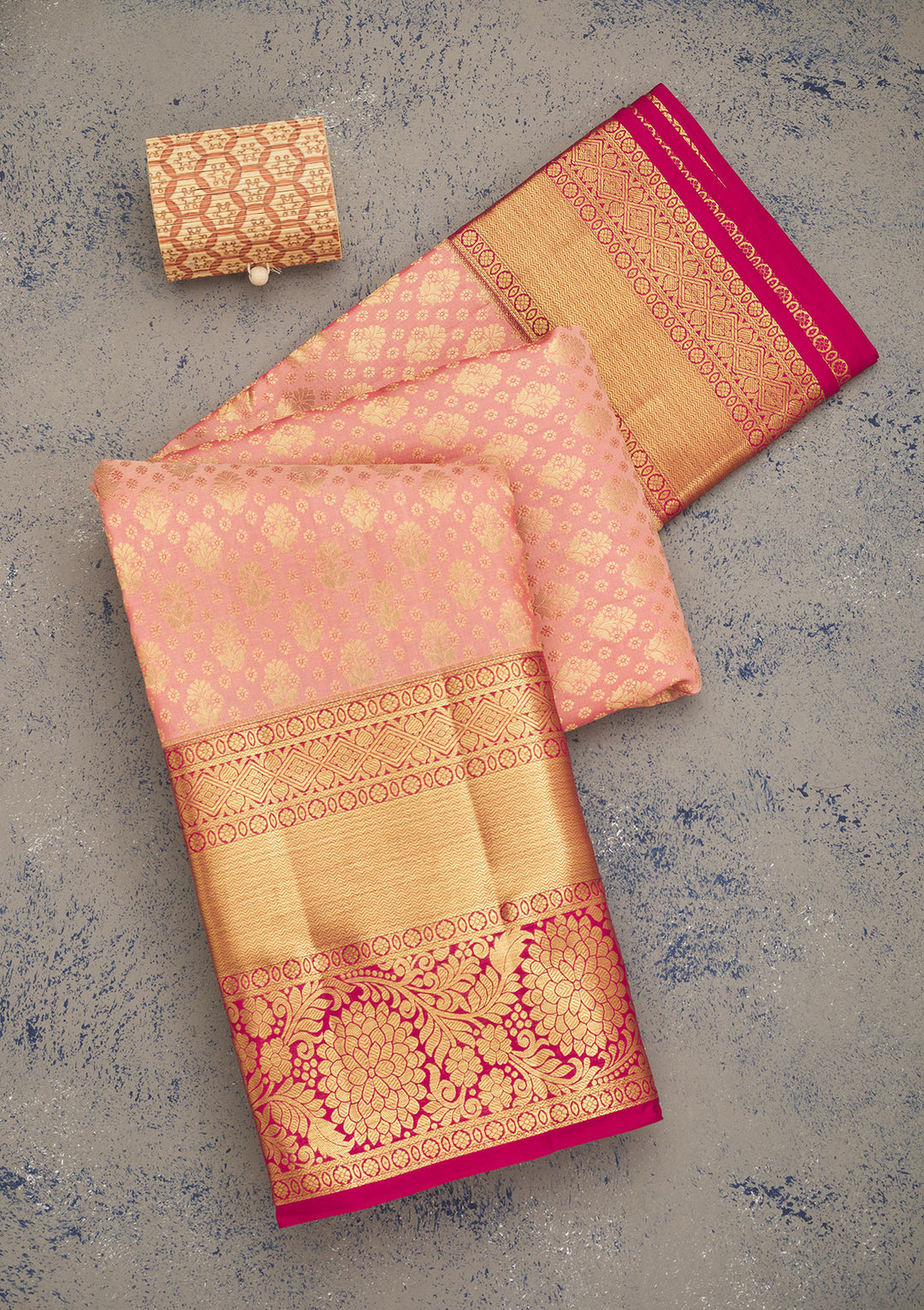 Baby Pink Zariwork Pure Silk Saree
