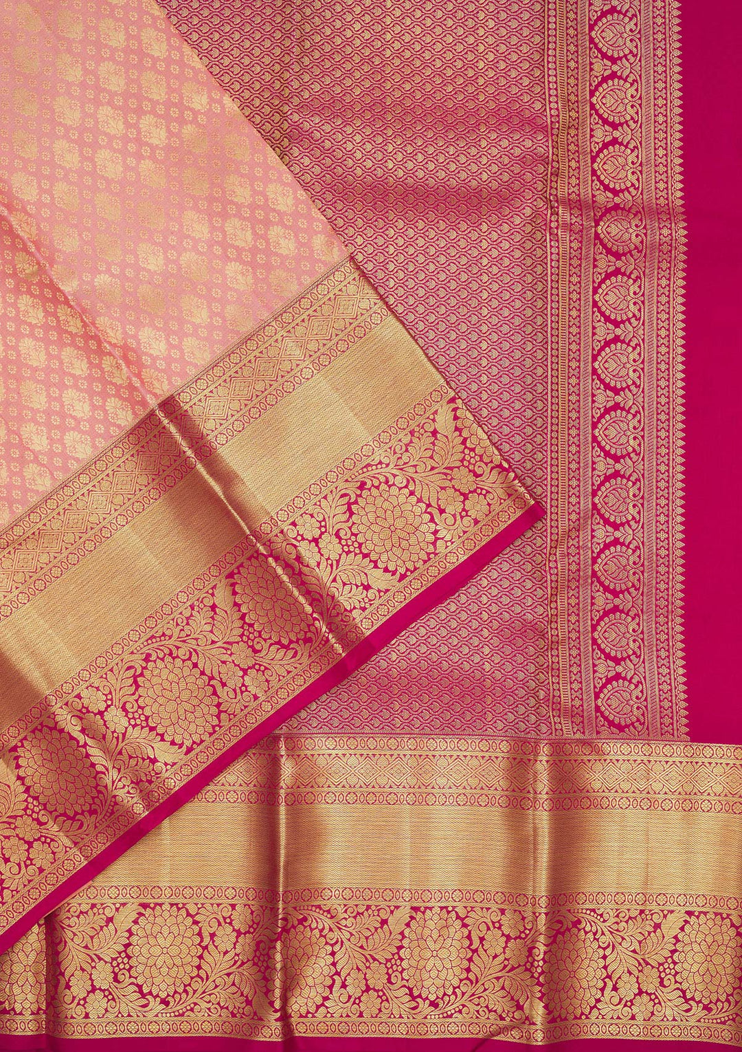 Baby Pink Zariwork Pure Silk Saree