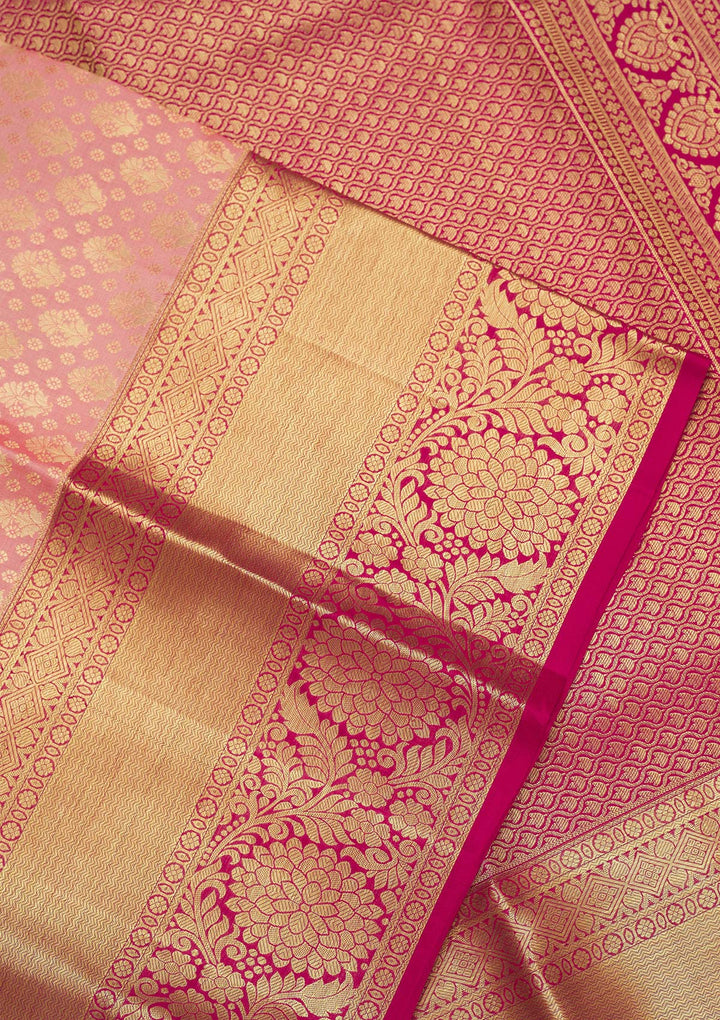 Baby Pink Zariwork Pure Silk Saree