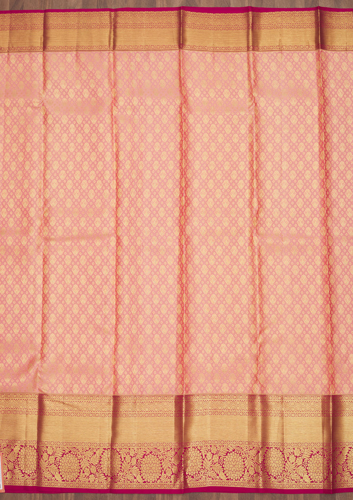 Baby Pink Zariwork Pure Silk Saree