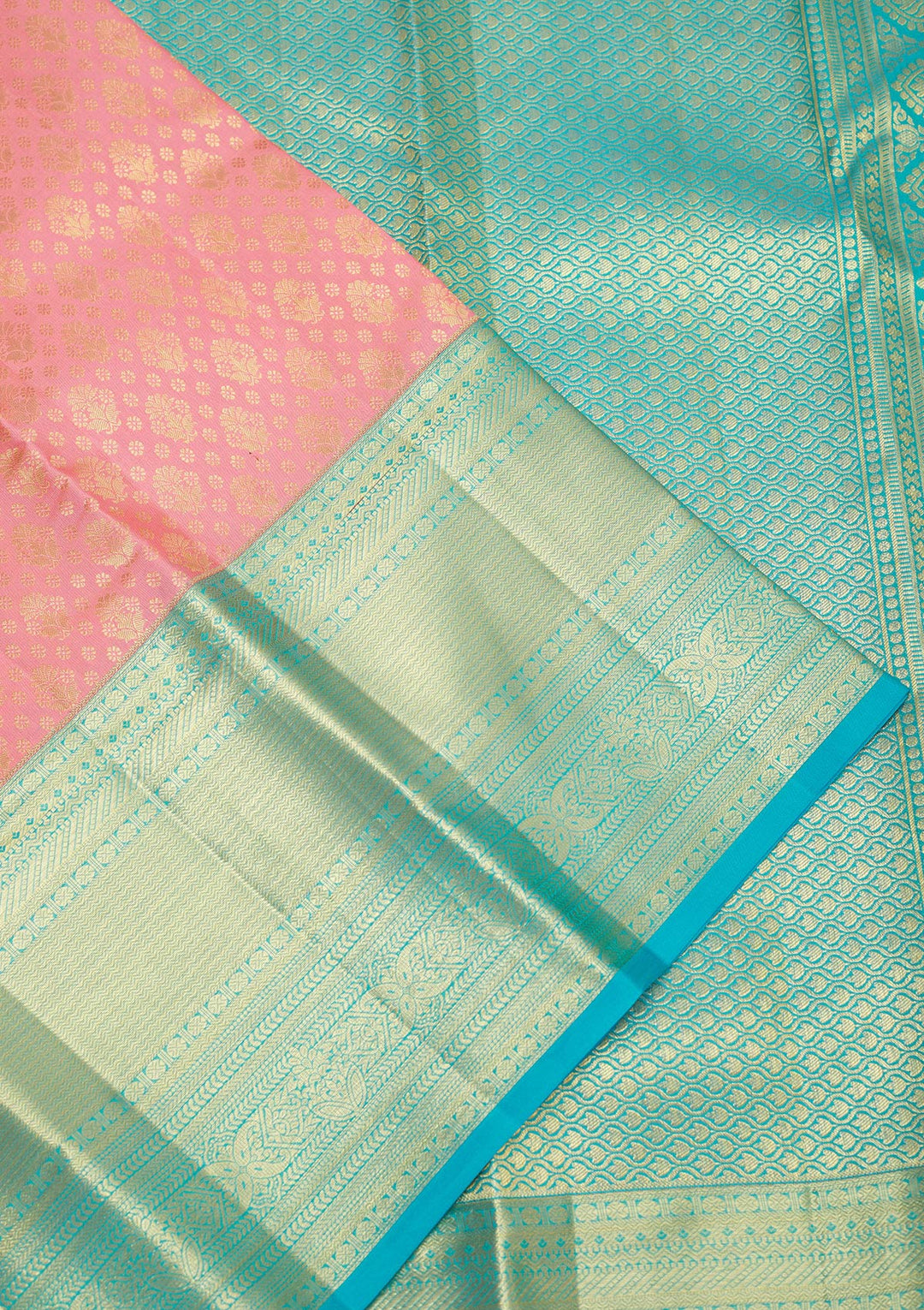 Baby Pink Zariwork Pure Silk Saree