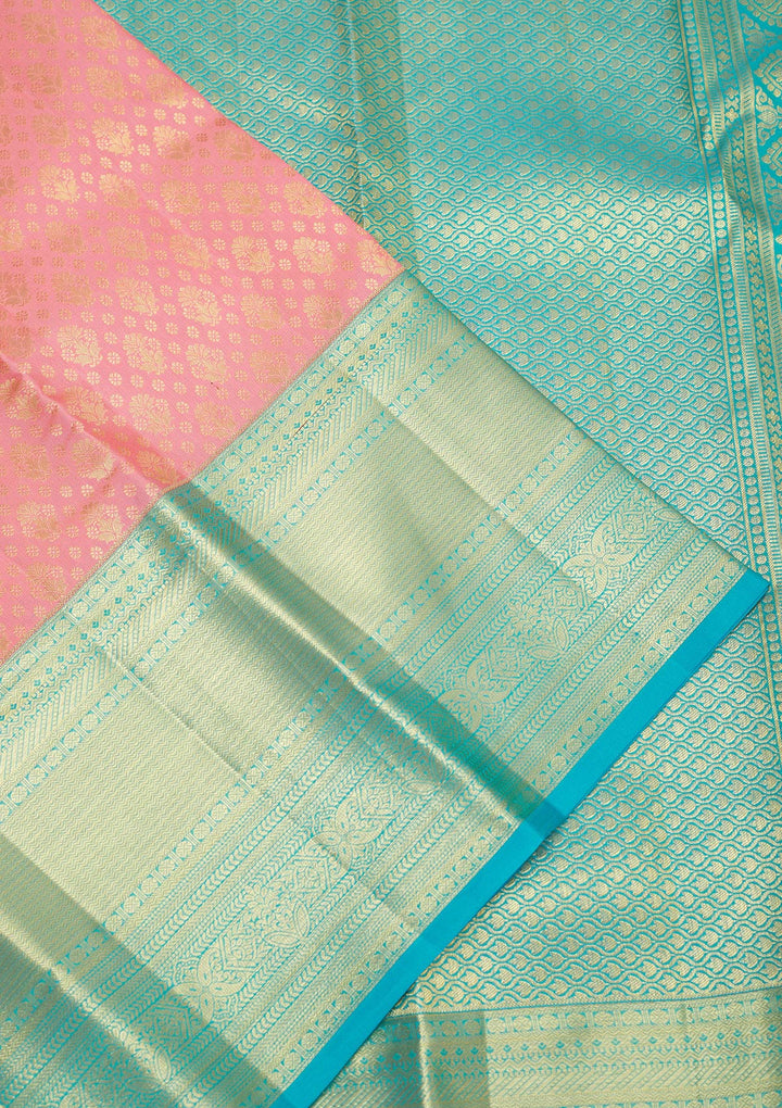 Baby Pink Zariwork Pure Silk Saree