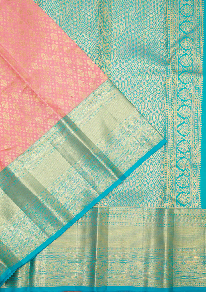 Baby Pink Zariwork Pure Silk Saree