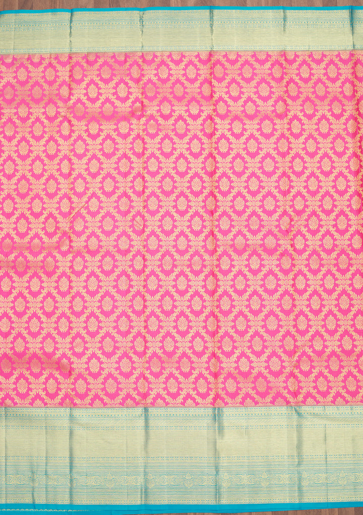 Baby Pink Zariwork Pure Silk Saree