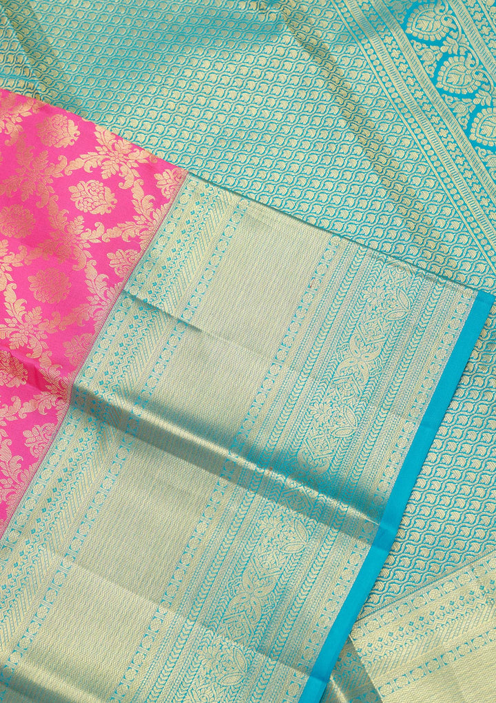 Baby Pink Zariwork Pure Silk Saree