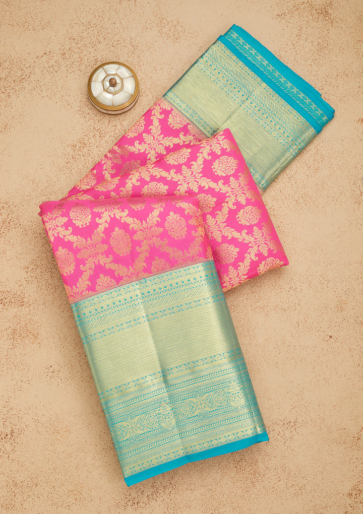 Baby Pink Zariwork Pure Silk Saree