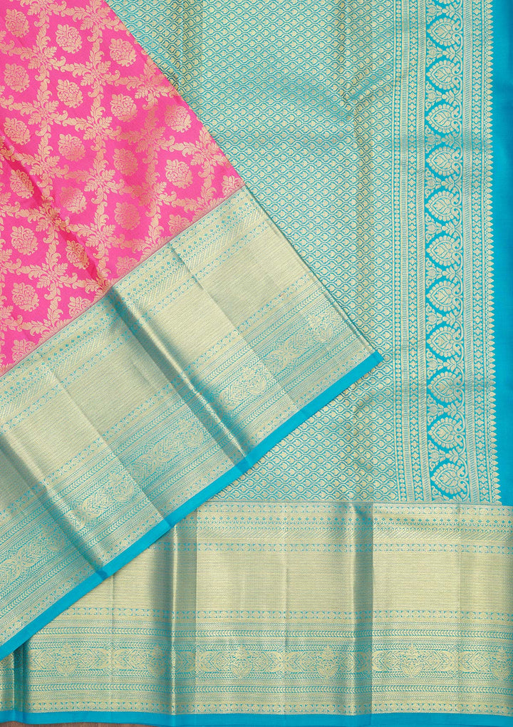 Baby Pink Zariwork Pure Silk Saree