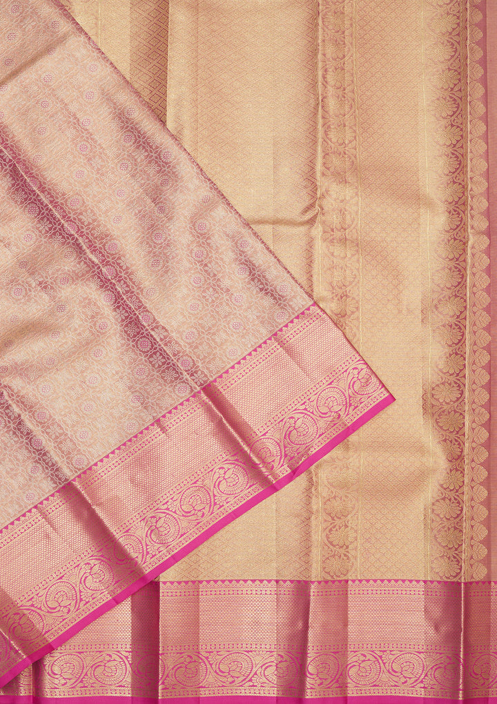 Baby Pink Zariwork Pure Silk Saree