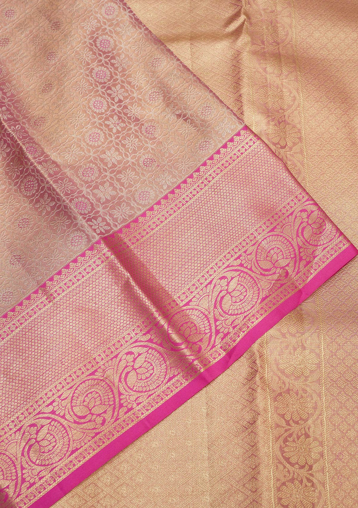 Baby Pink Zariwork Pure Silk Saree