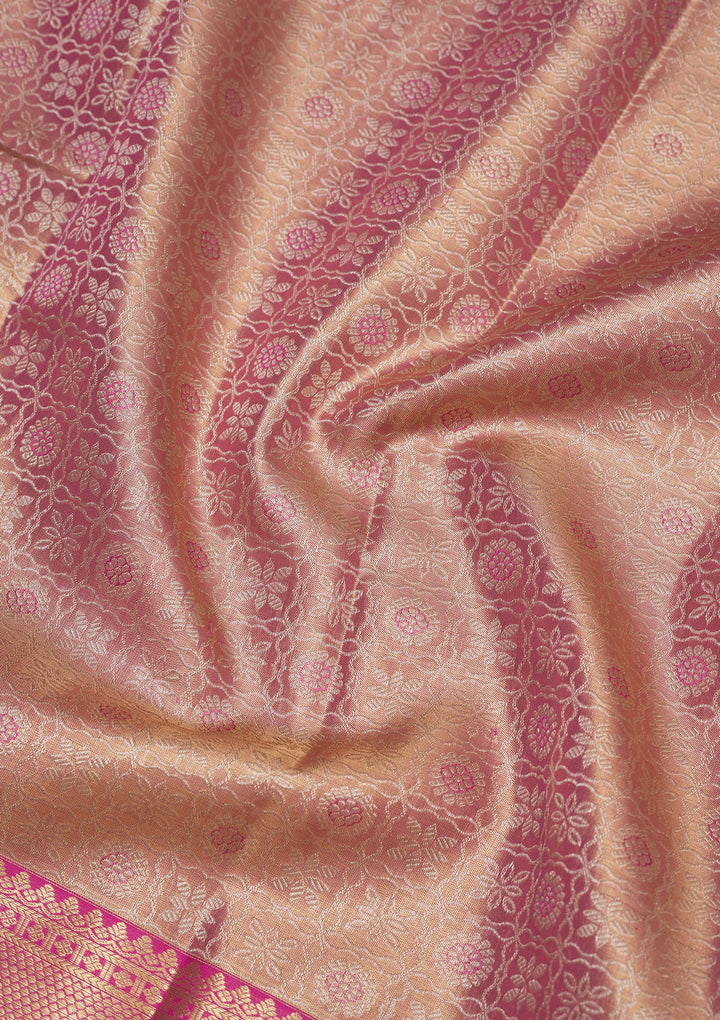 Baby Pink Zariwork Pure Silk Saree