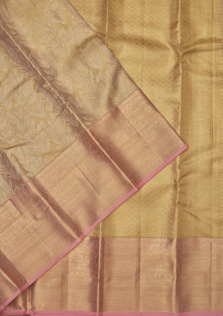Baby Pink Zariwork Pure Silk Saree