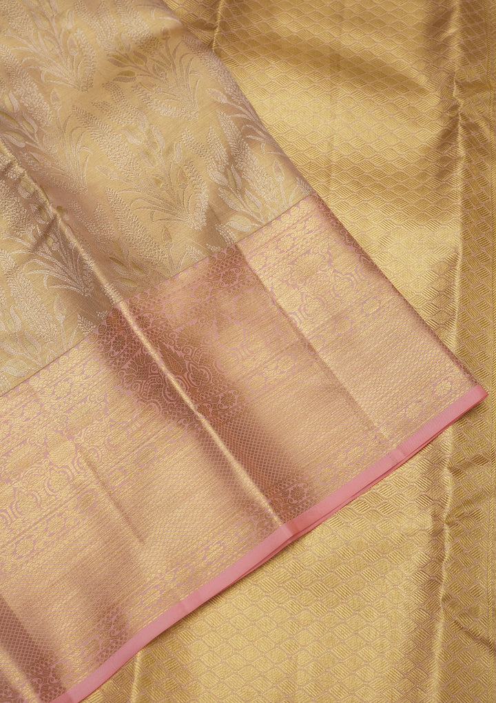 Baby Pink Zariwork Pure Silk Saree