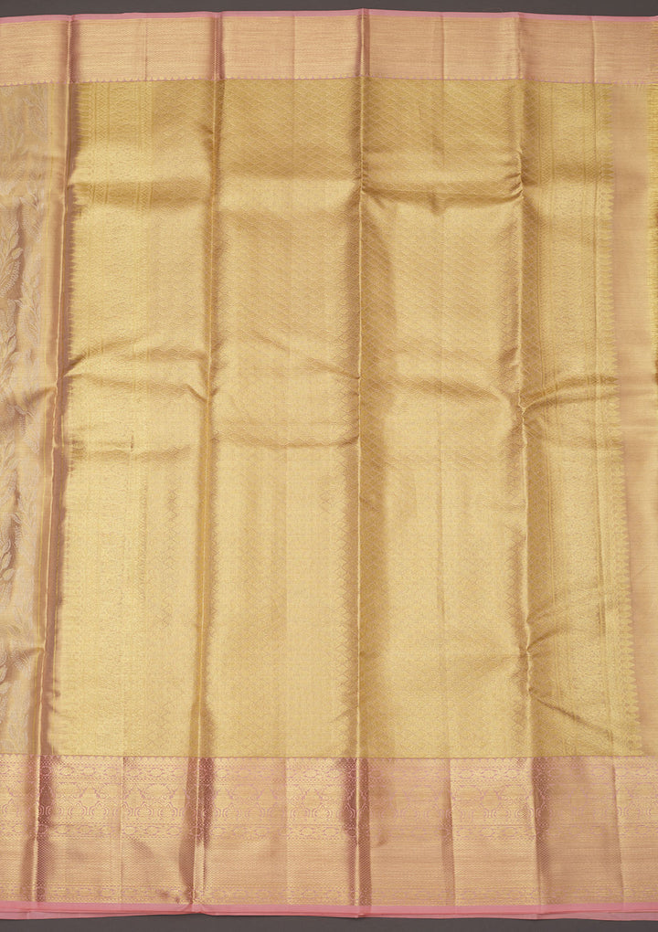 Baby Pink Zariwork Pure Silk Saree