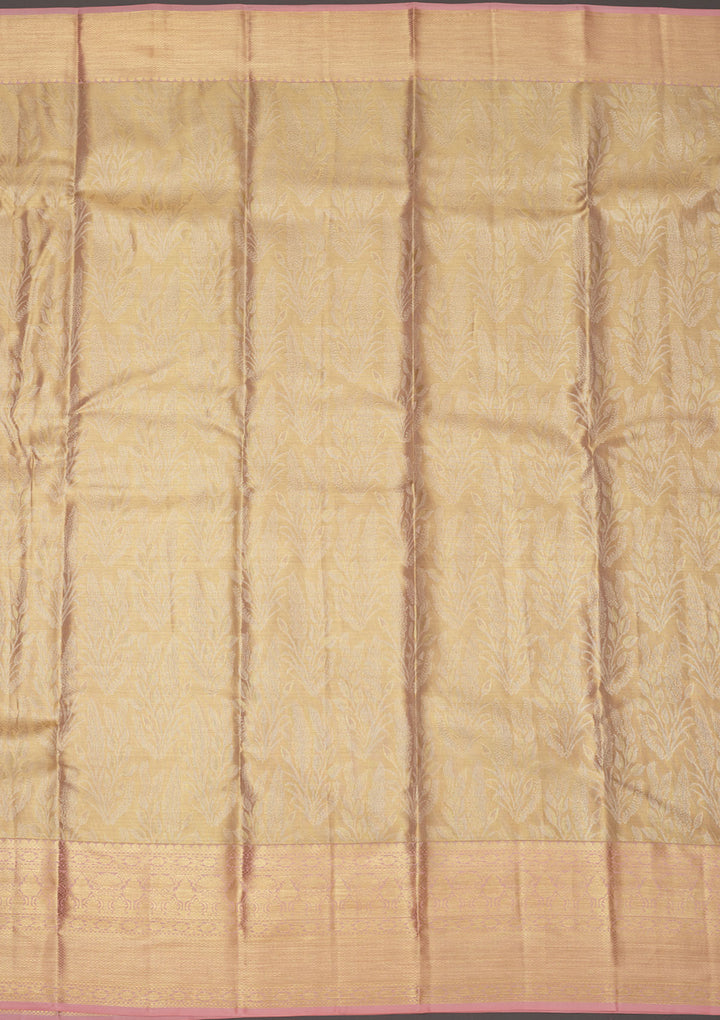 Baby Pink Zariwork Pure Silk Saree