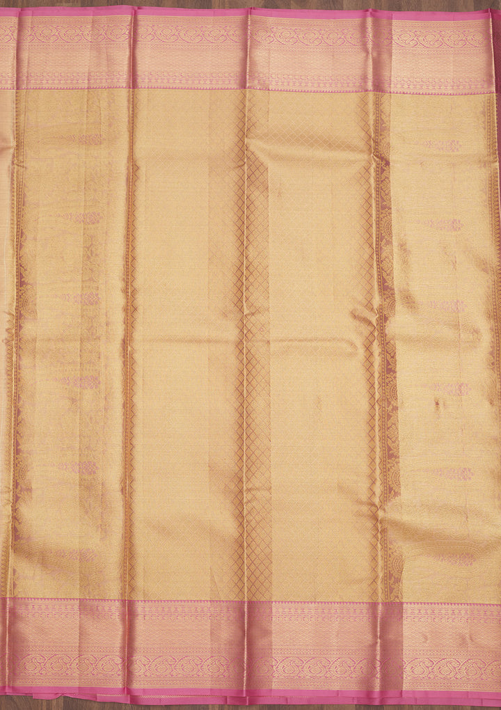 Baby Pink Zariwork Pure Silk Saree