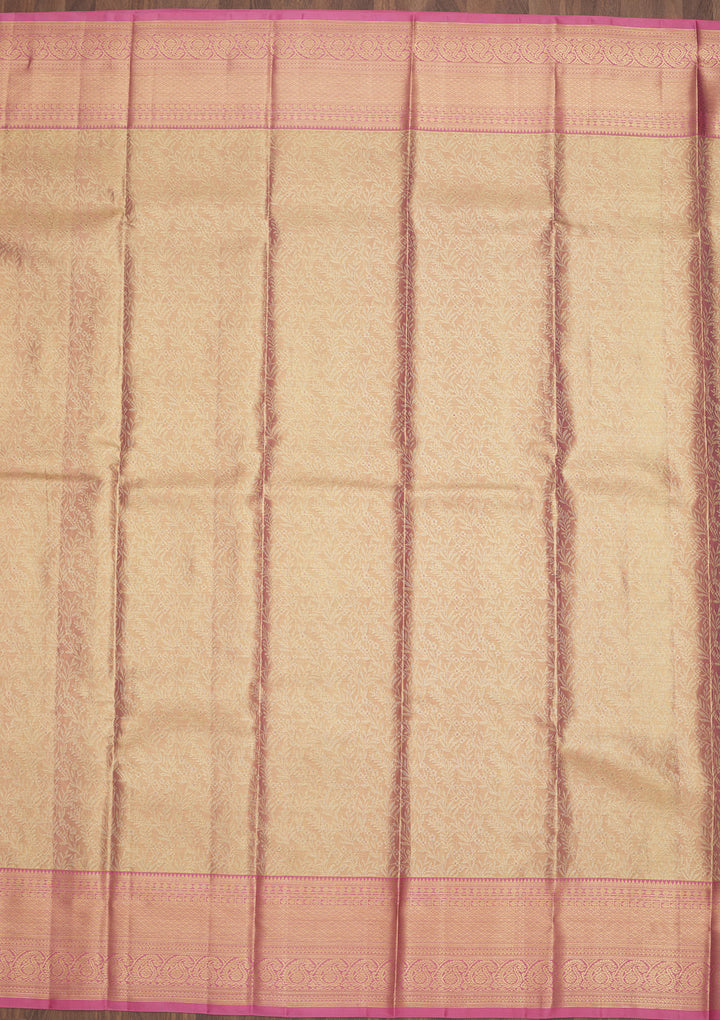 Baby Pink Zariwork Pure Silk Saree