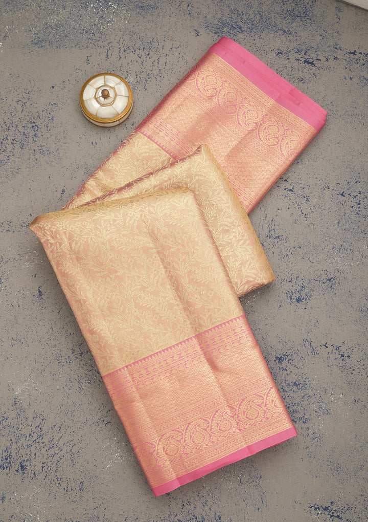 Baby Pink Zariwork Pure Silk Saree