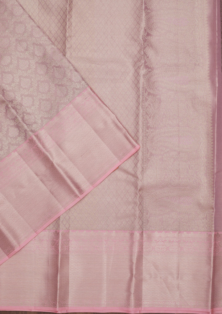 Baby Pink Zariwork Pure Silk Saree
