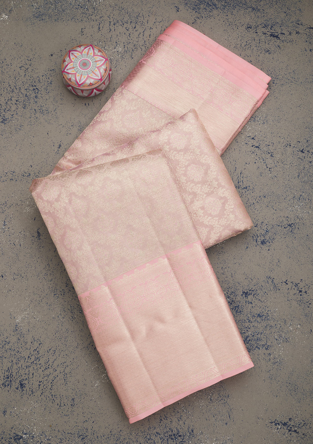 Baby Pink Zariwork Pure Silk Saree
