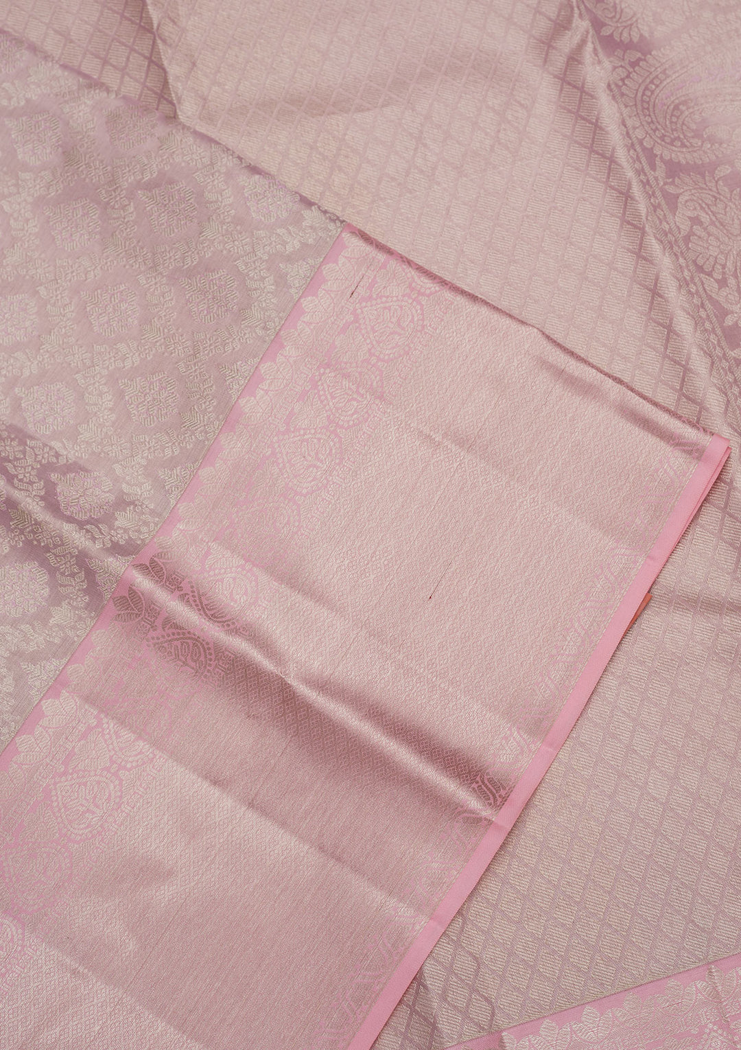 Baby Pink Zariwork Pure Silk Saree