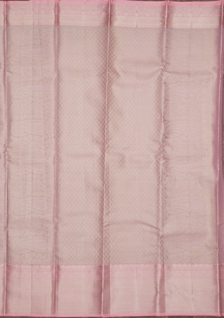 Baby Pink Zariwork Pure Silk Saree