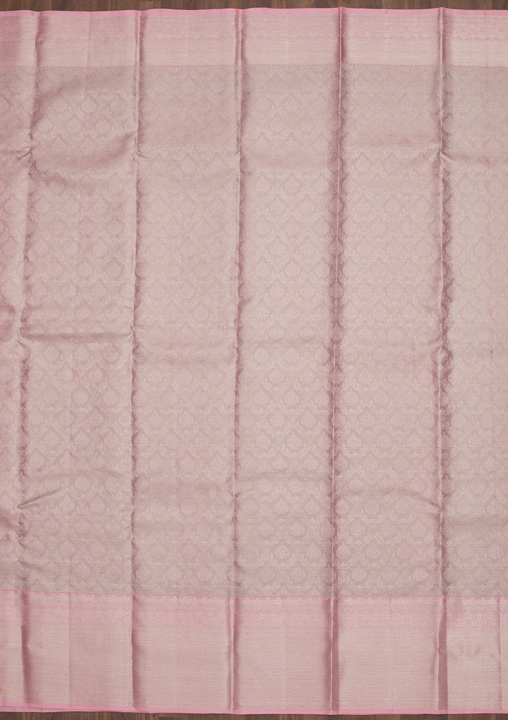 Baby Pink Zariwork Pure Silk Saree