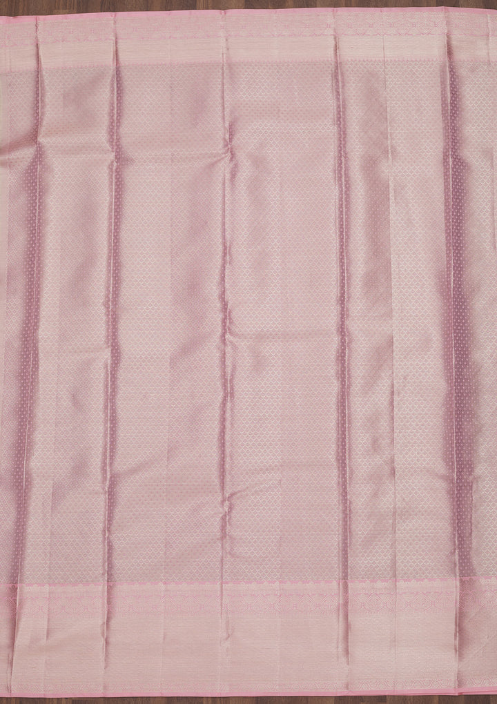 Baby Pink Zariwork Pure Silk Saree