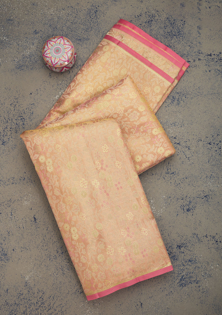 Baby Pink Zariwork Pure Silk Saree