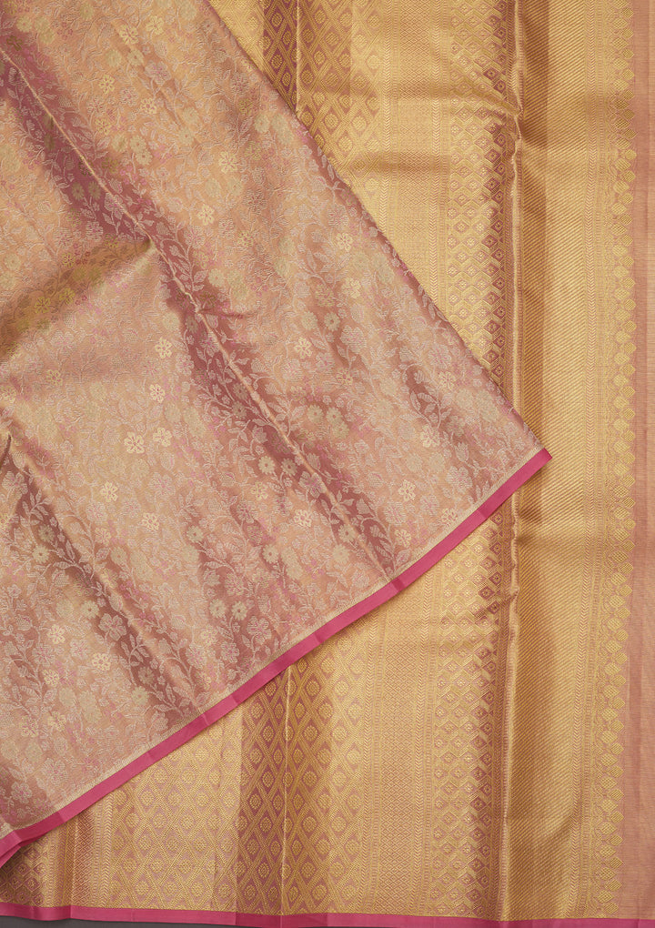 Baby Pink Zariwork Pure Silk Saree