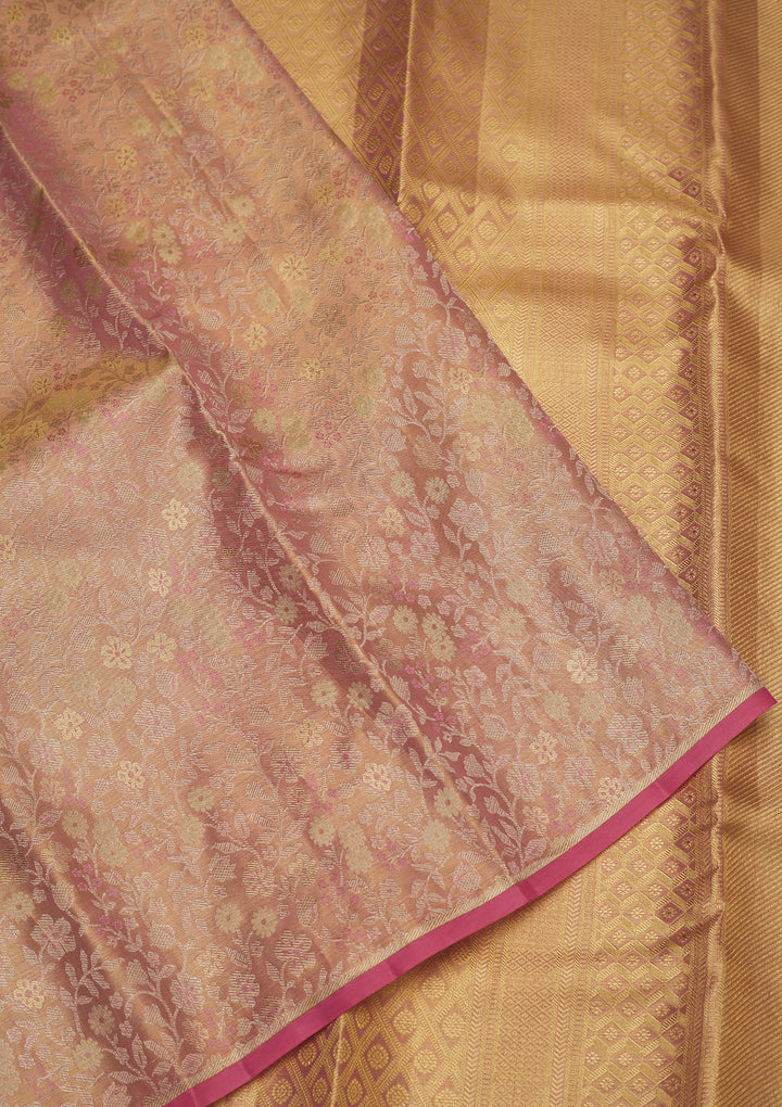 Baby Pink Zariwork Pure Silk Saree