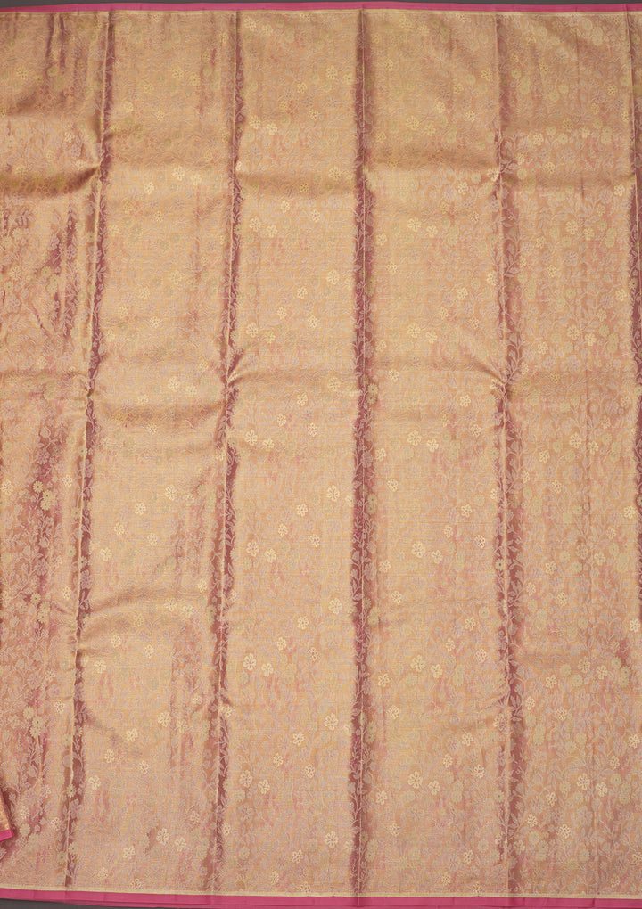 Baby Pink Zariwork Pure Silk Saree