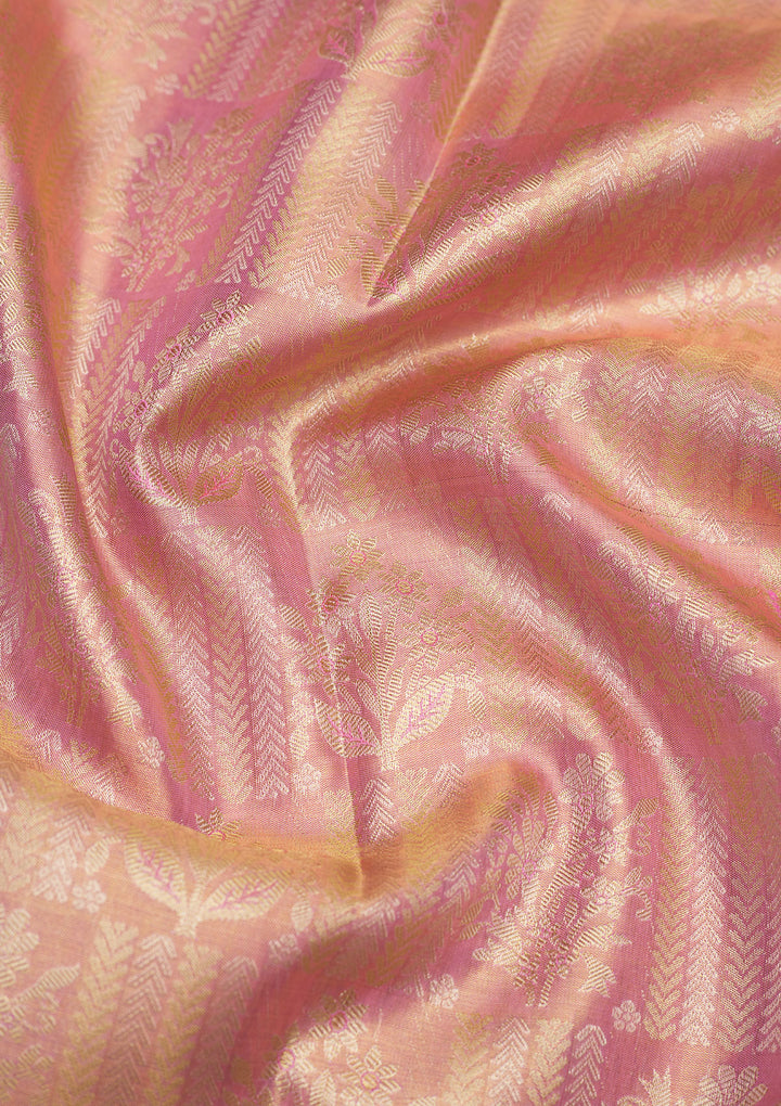 Baby Pink Zariwork Pure Silk Saree