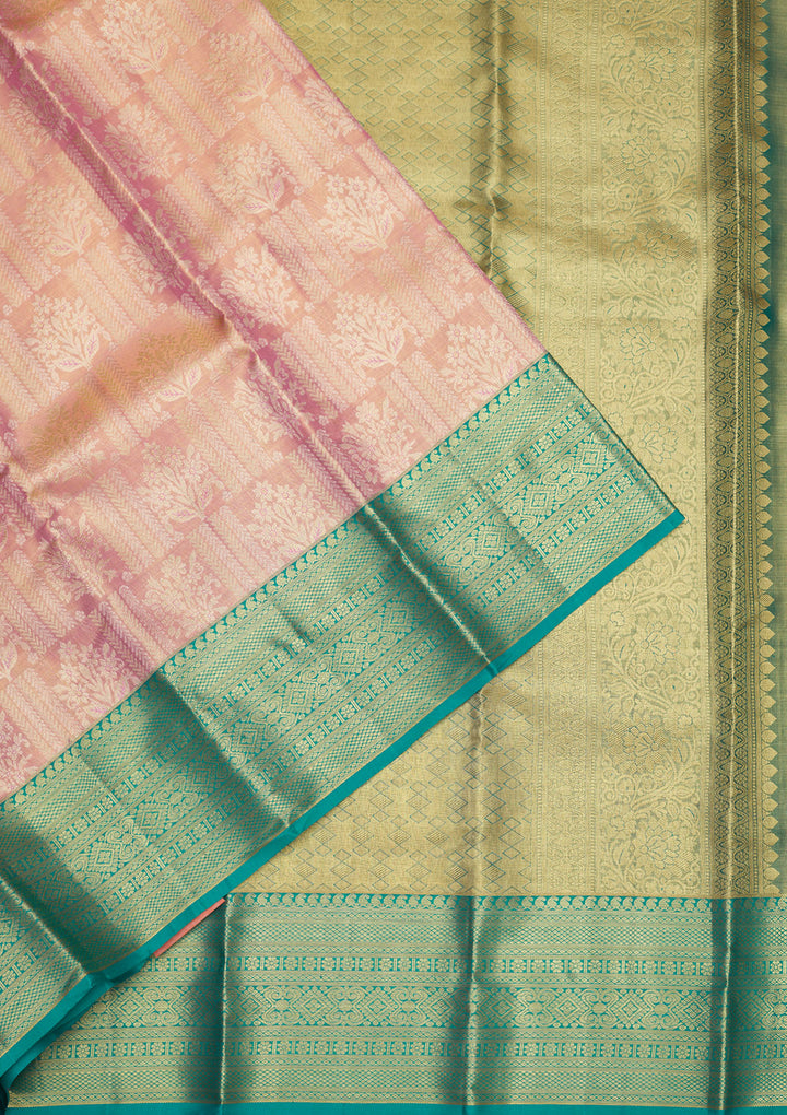 Baby Pink Zariwork Pure Silk Saree