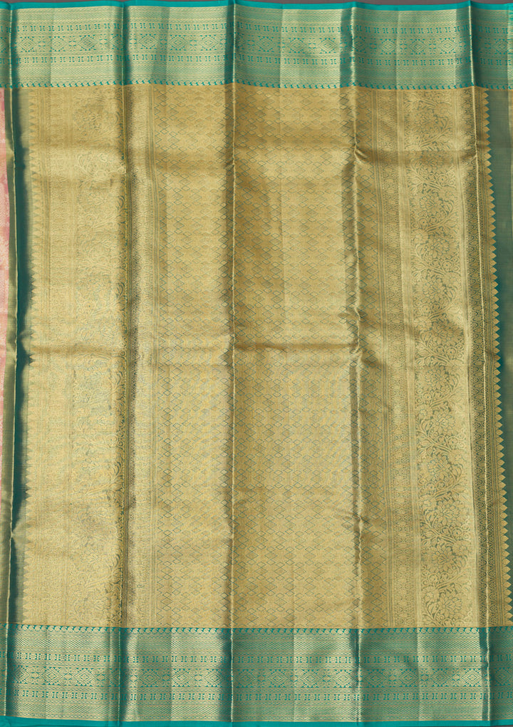 Baby Pink Zariwork Pure Silk Saree