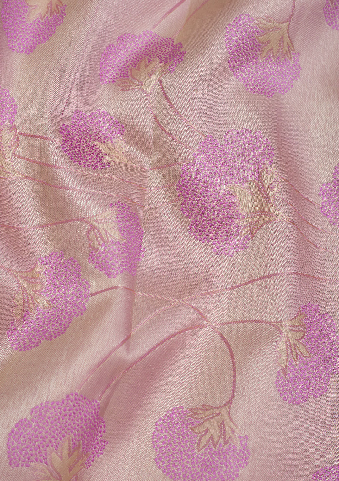 Baby Pink Zariwork Pure Silk Saree