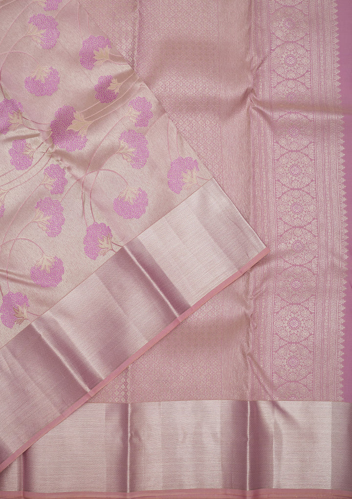 Baby Pink Zariwork Pure Silk Saree