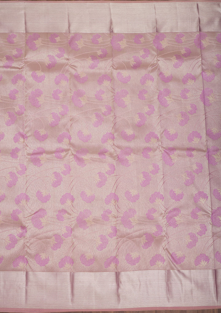 Baby Pink Zariwork Pure Silk Saree