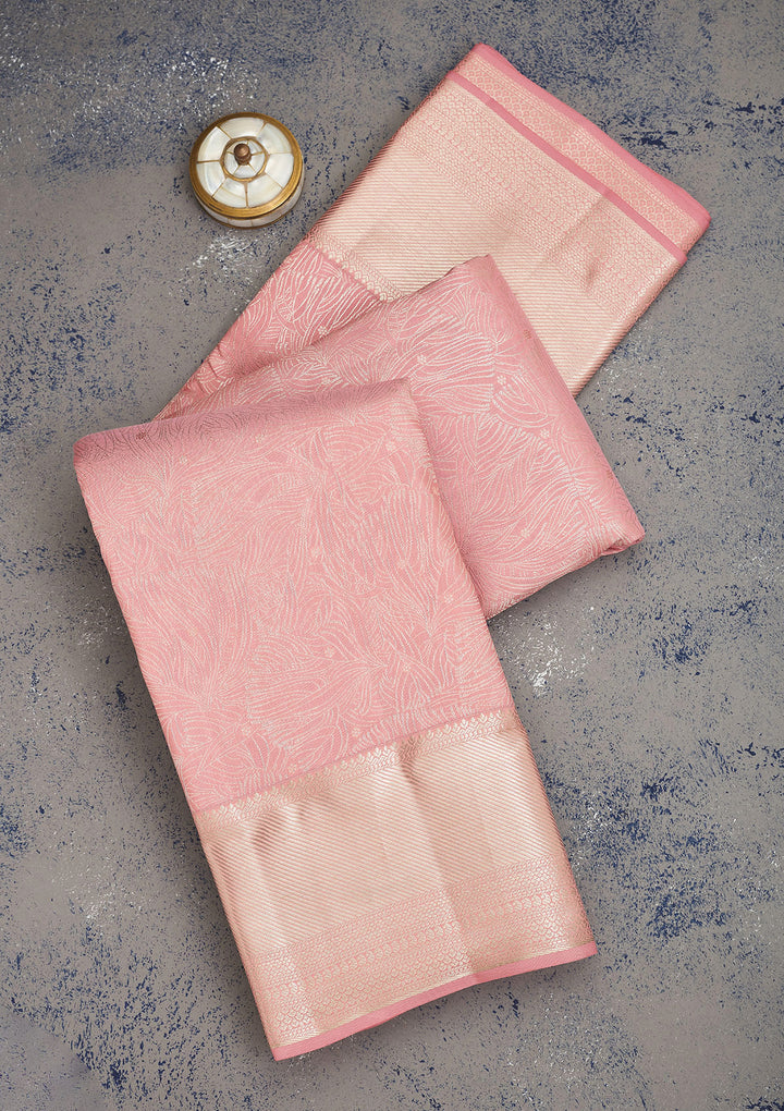 Baby Pink Zariwork Pure Silk Saree