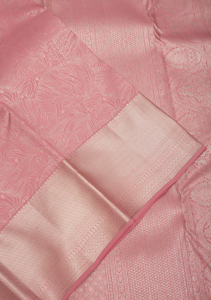 Baby Pink Zariwork Pure Silk Saree