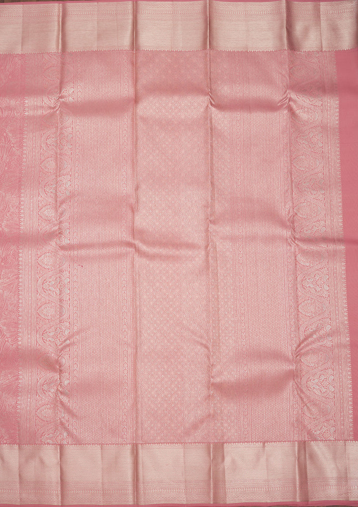 Baby Pink Zariwork Pure Silk Saree
