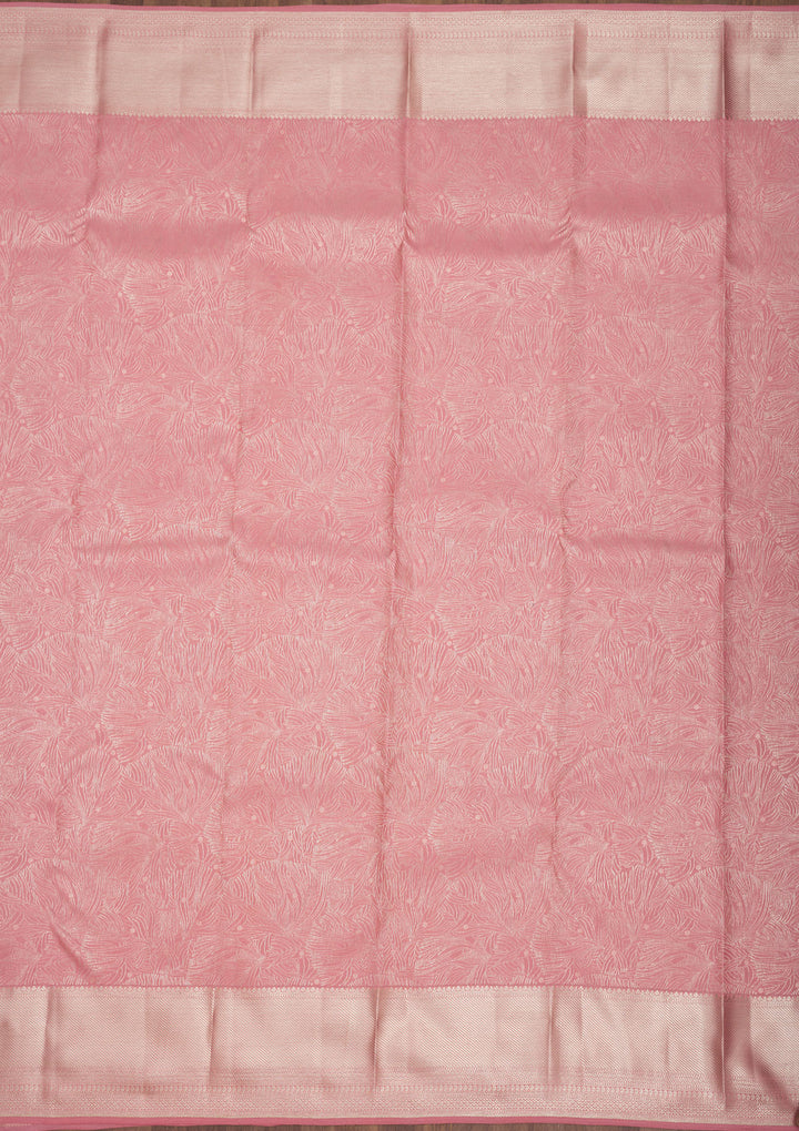 Baby Pink Zariwork Pure Silk Saree