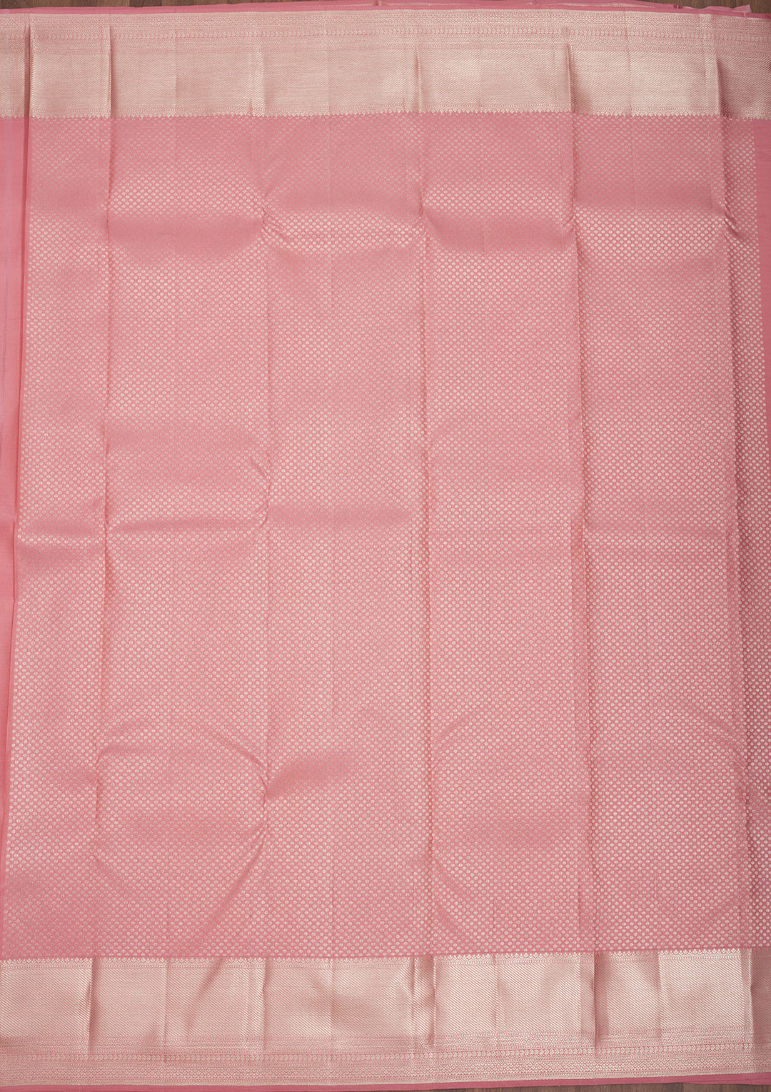 Baby Pink Zariwork Pure Silk Saree