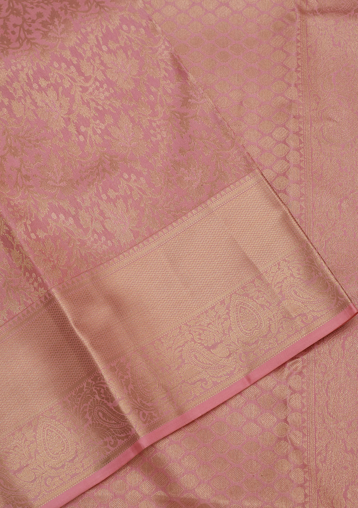 Baby Pink Zariwork Pure Silk Saree